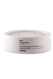 Aberto Design Vela de Hormigón Bby Sunshine Flat con Esencia de Sándalo y Parafina / Soja, 12cm Diámetro, 4.5cm Altura, Color Blanco